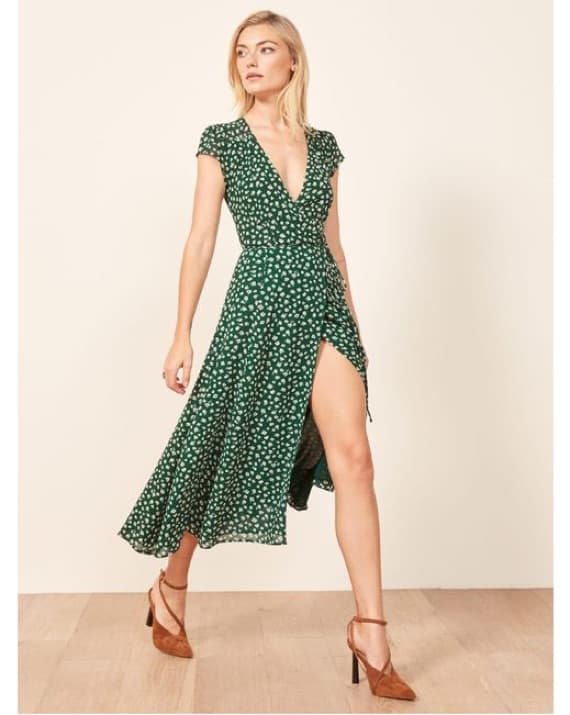 Reformation Green Carina Midi Wrap Dress - Image 1