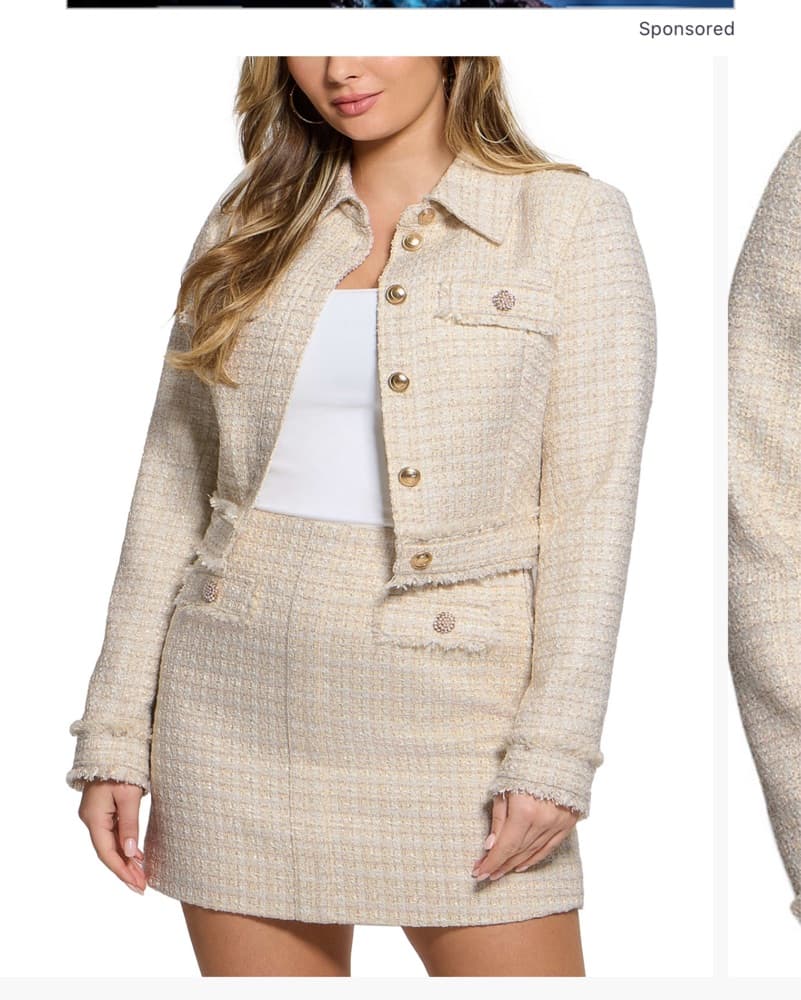 Guess Blue Tweed Blazer And Skirt Set - Image 3
