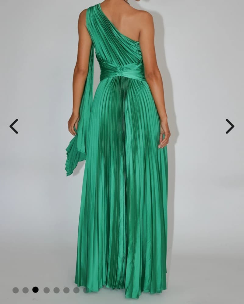  Maxi Green Pleated Wedding Guest Dress - Image 3