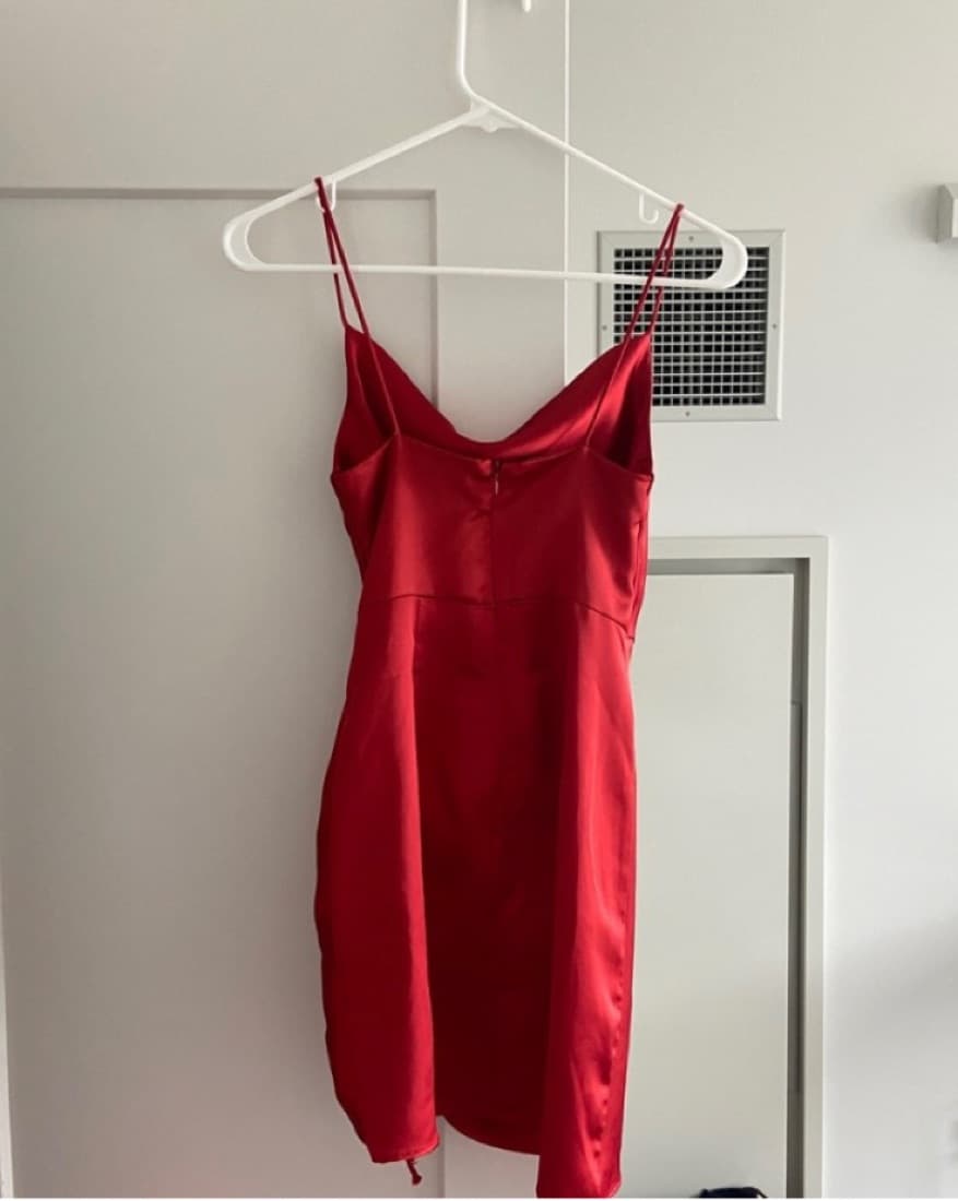 Zara Red Silk Slip Dress - Image 2