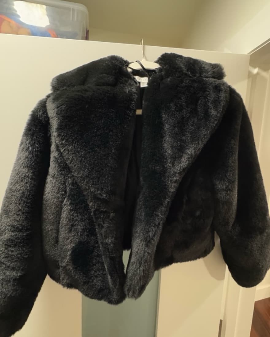 Topshop Black Faux Fur Jacket  - Image 1