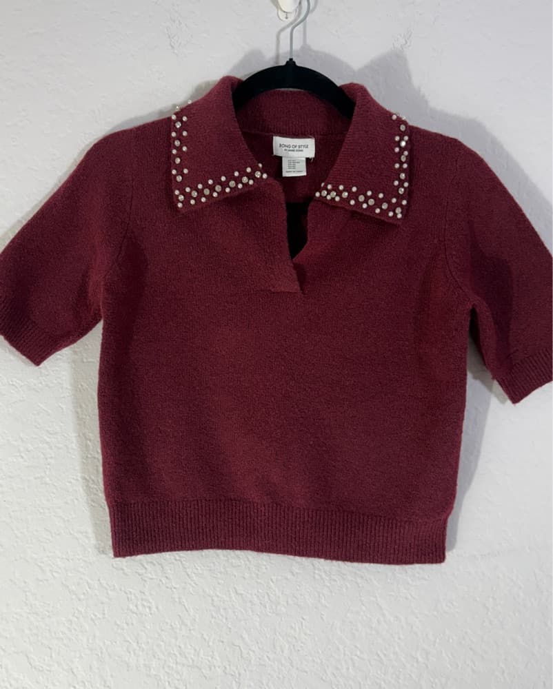 Song Of Style Burgundy Knit Sweater - Image 1