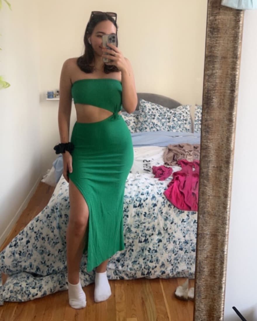 Green Strapless Dress - Image 3