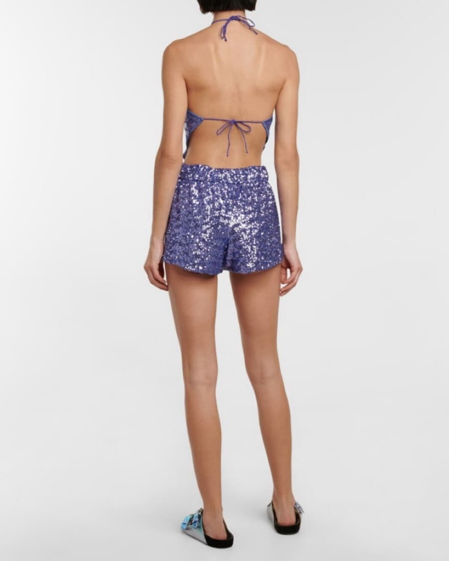 Oseree Sequin Purple Low Rise Shorts  - Image 3