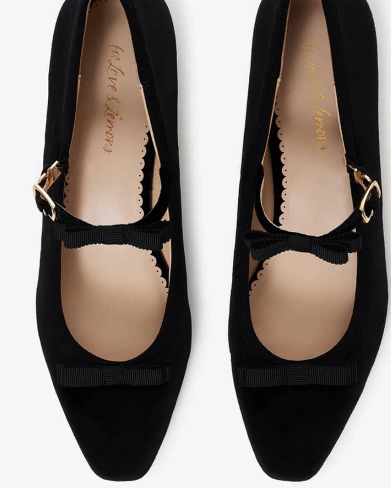Elegant Black Velvet Ballet Flats - Image 2