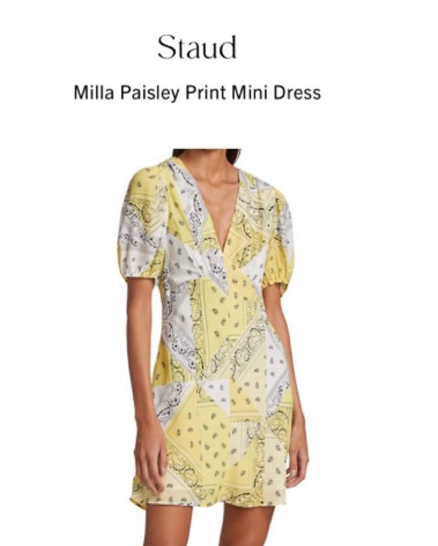 Staud Paisley Yellow Mini Dress - Image 2
