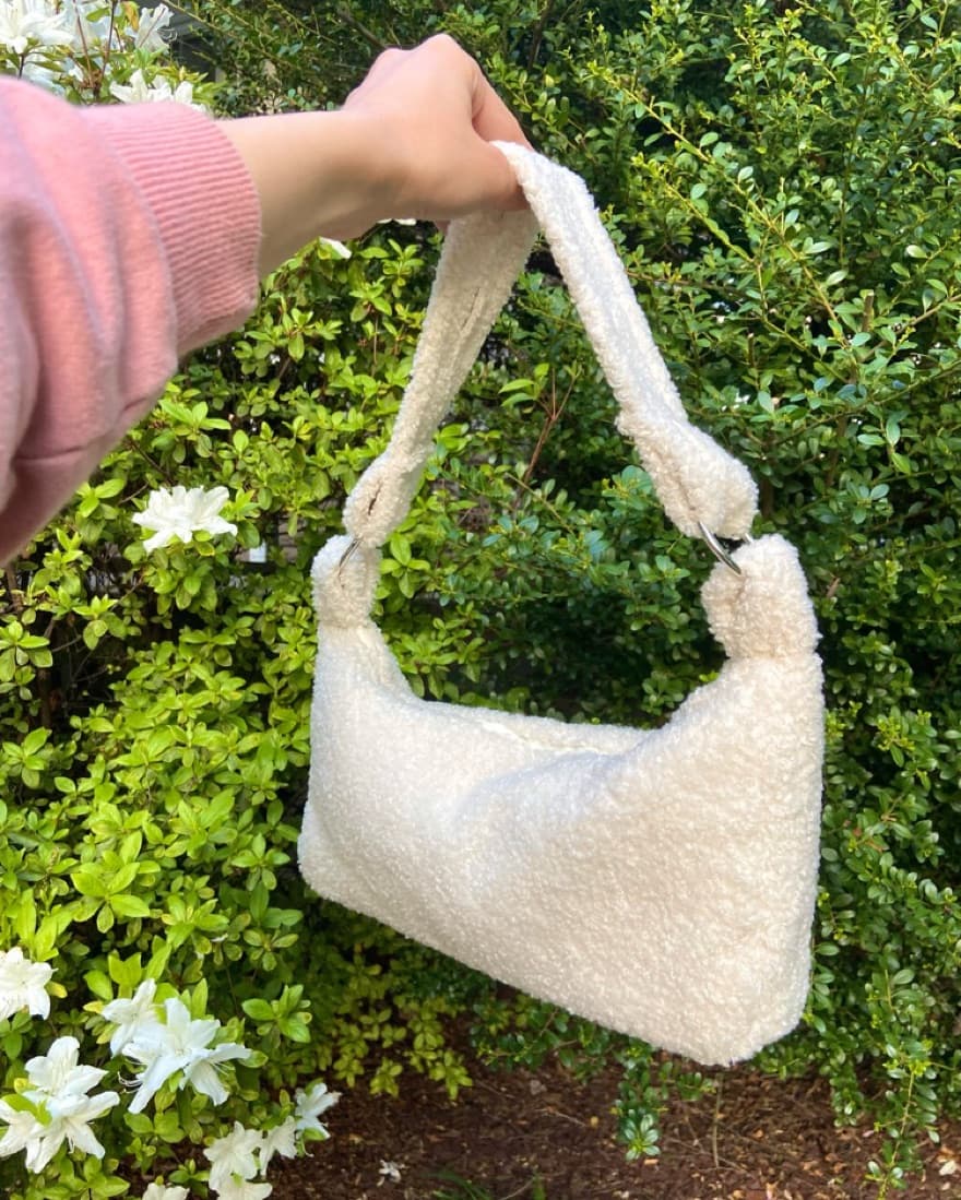 Cream/Off White Teddy Baguette Purse - Image 4