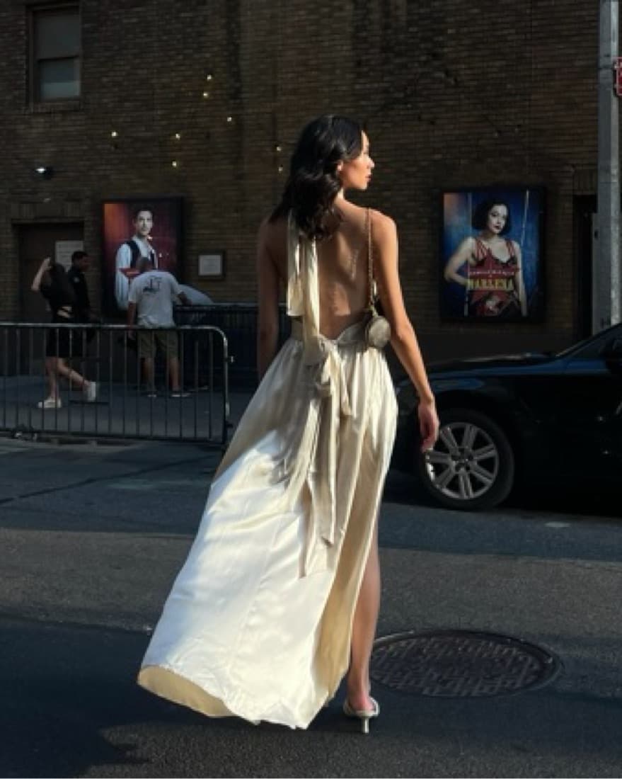 Reformation Silk Cream Champagne Dress - Image 2
