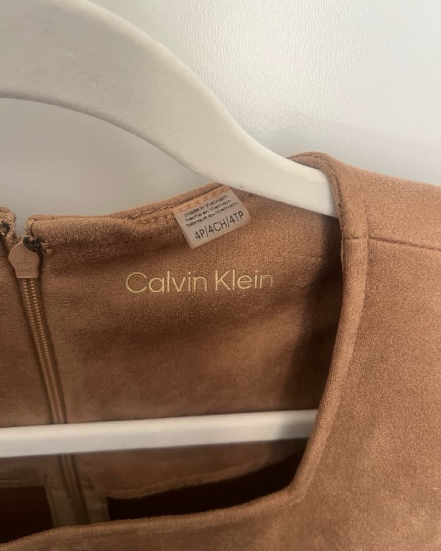 Tan Faux Suede Calvin Klein Dres - Image 4