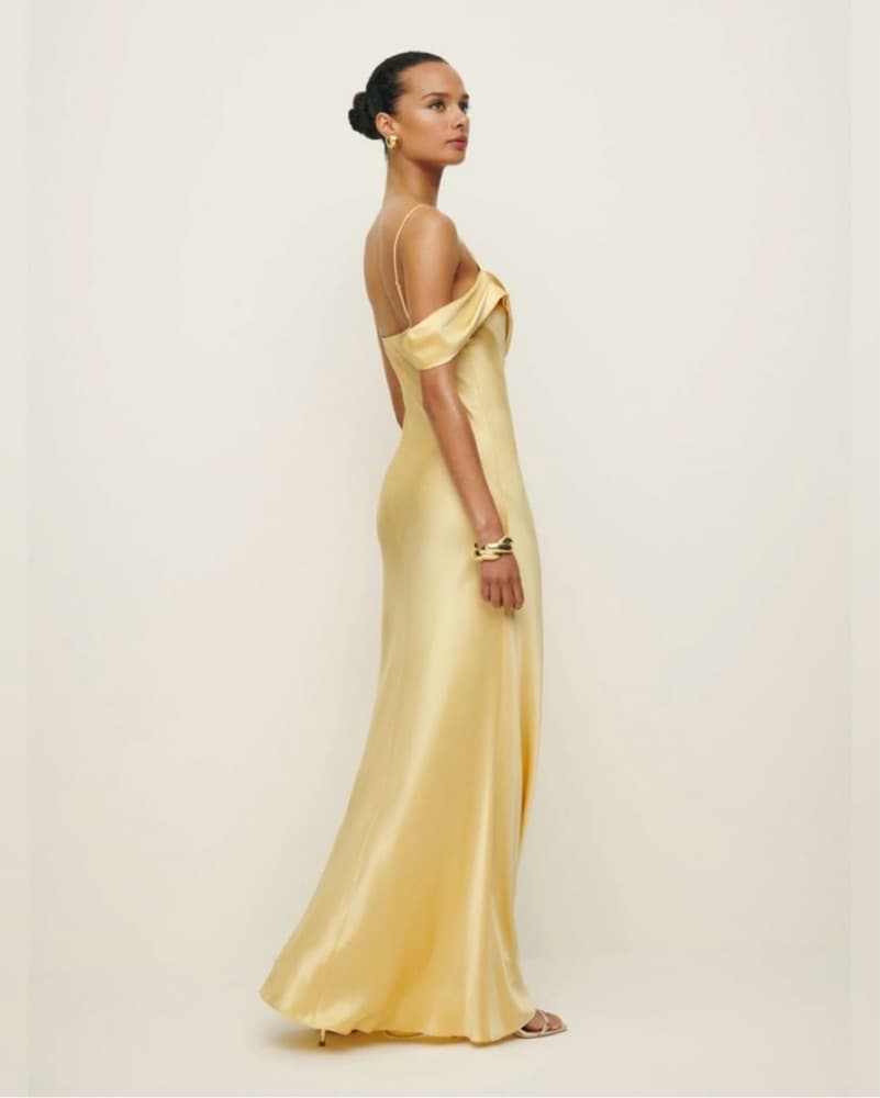 Reformation Ronda Silk Dress in Sunshine - Image 2