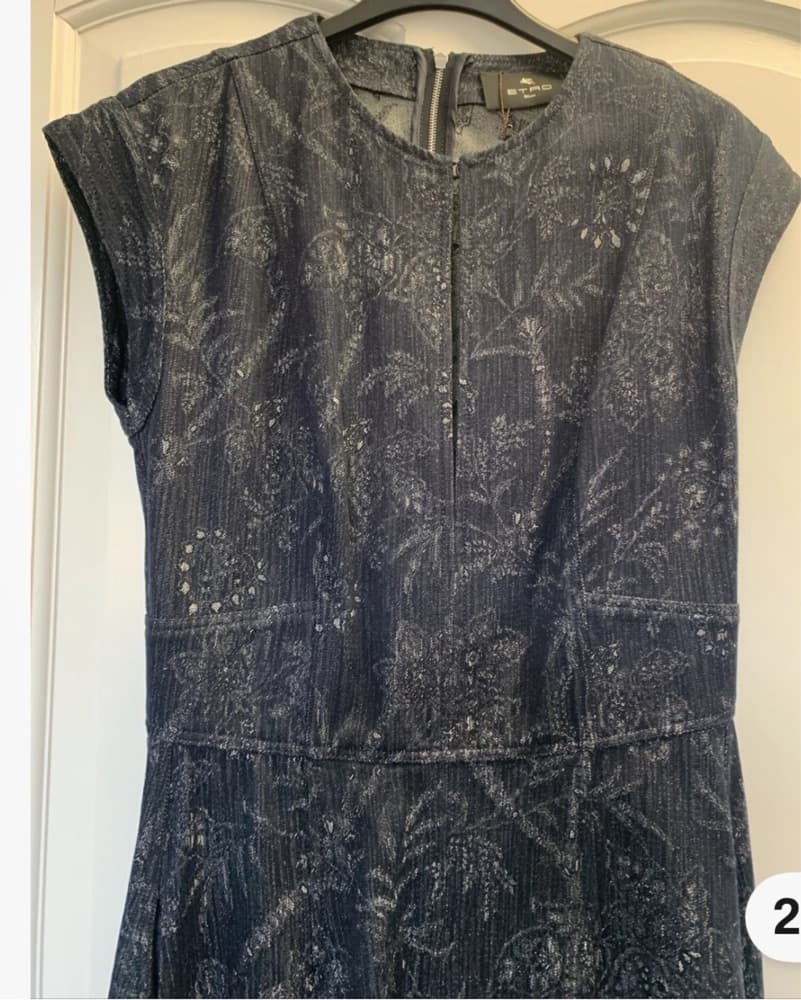 ETRO patterned-jacquard Demin Midi Dress - Image 5