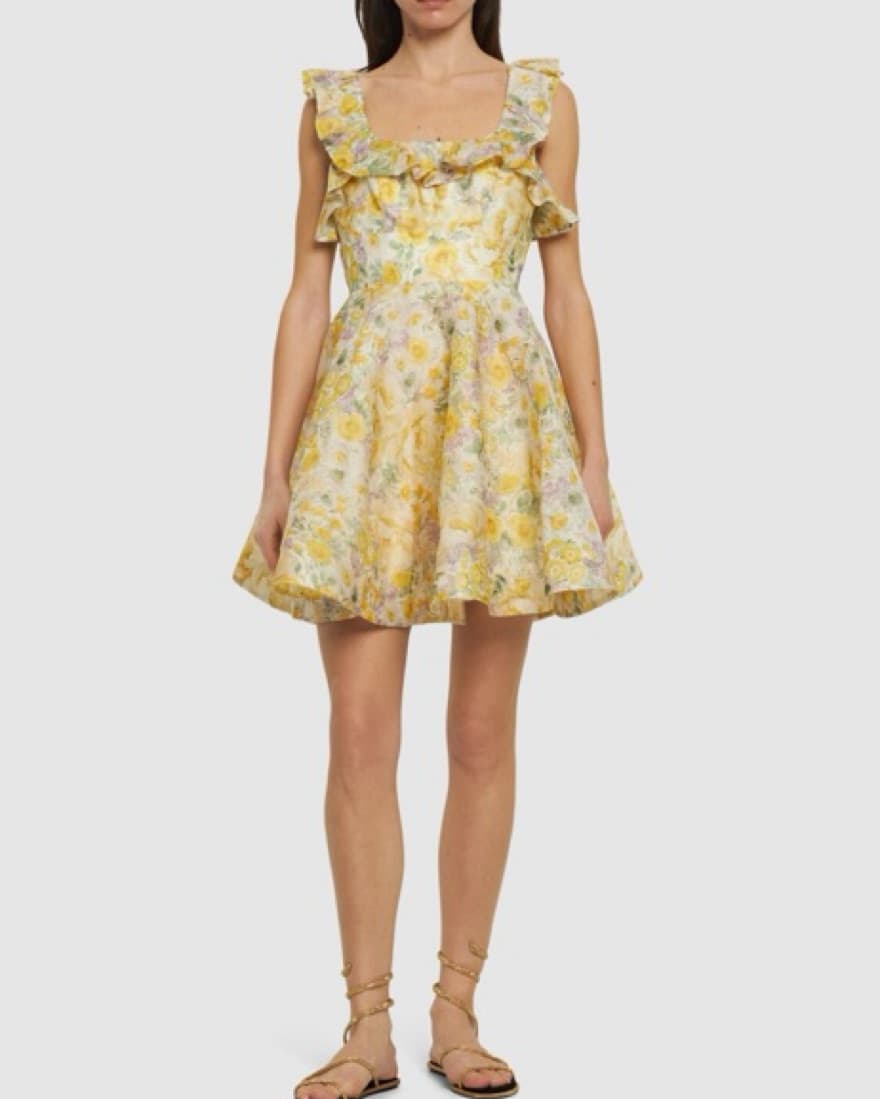 Harmony ruffled linen silk mini dress - Image 4