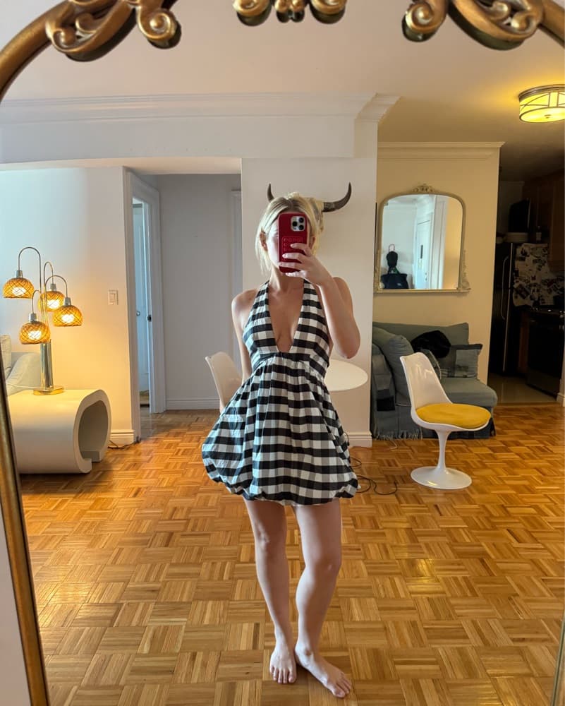 Mini Dress Black And White Gingham - Image 2