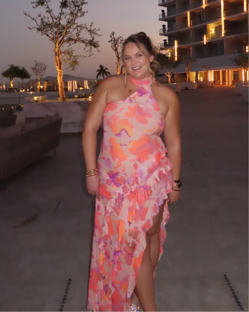 AFRM Floral High Neck Slit Dress - Image 3