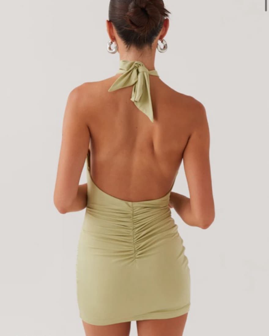 Ruched Halter Bodycon Dress - Image 2