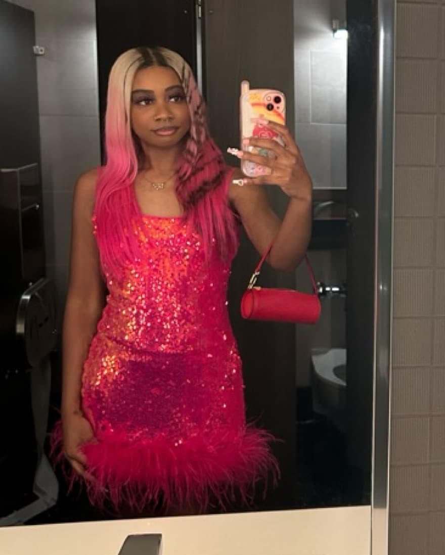 Akira Sequin Party Dress W/ Feather Trim - Image 3