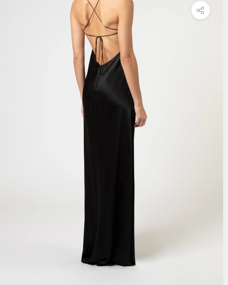 Sleek Satin Black Gown - Image 3