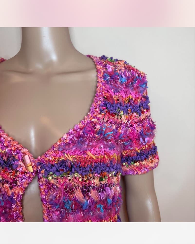 Handmade Pink Crochet Cardigan - Image 3