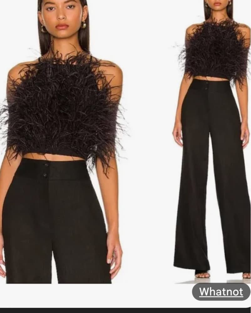 Cult Gaia Black Joey Feather Halter Top - Image 3