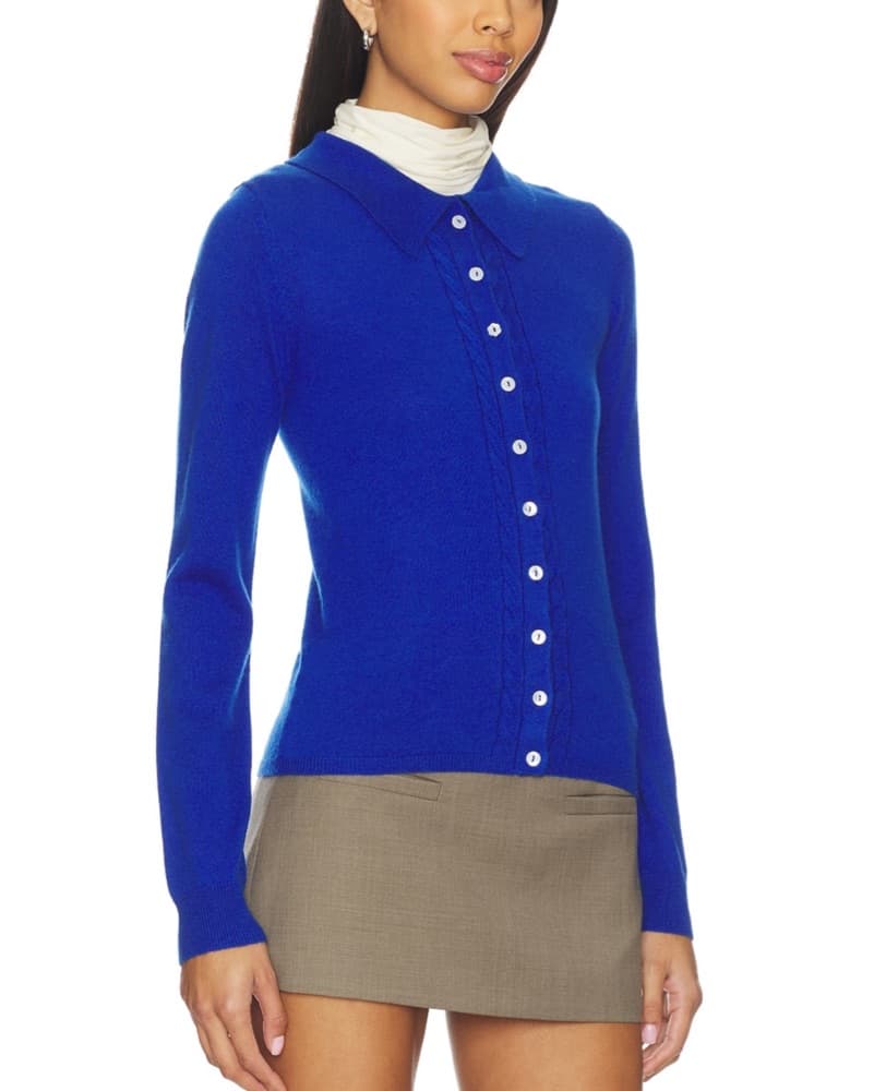 Damson Madder Blue Collared Cardigan - Image 2