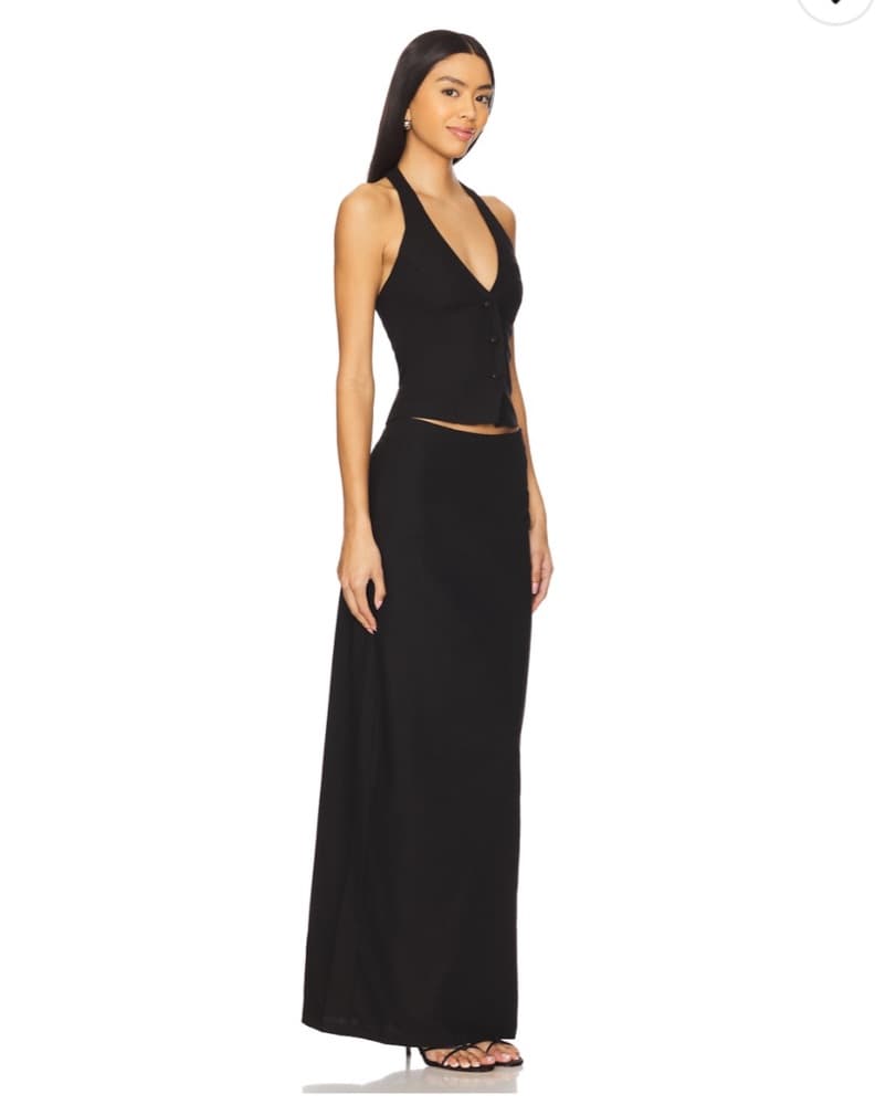 Black Linen Maxi Skirt Set - Image 2