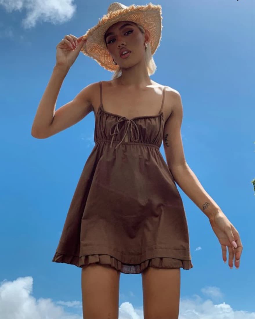 Brown Mini Dress - Image 3