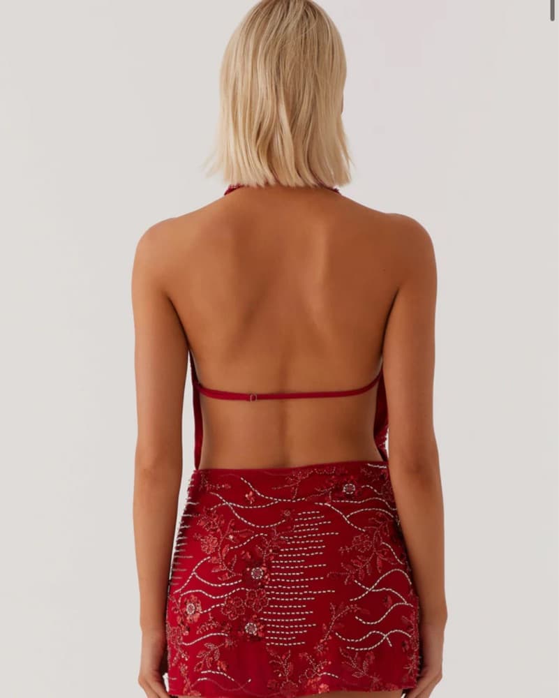 Peppermayo Red Sequin Halter Dress - Image 3