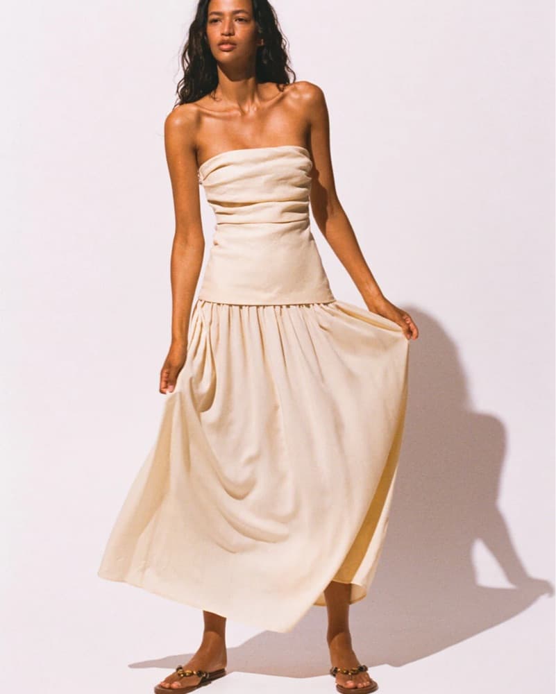 Faithfull Strapless Butter Dress Size S - Image 3