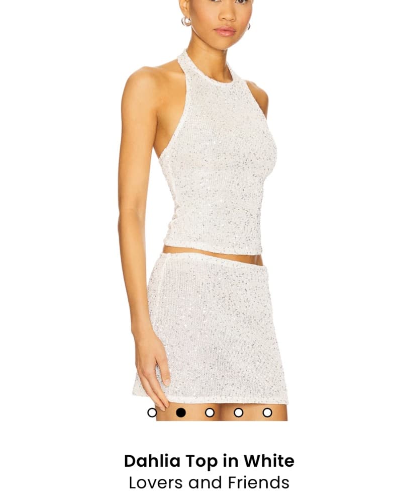 Sparkly White Halter Neck Mini Skirt Set - Image 1