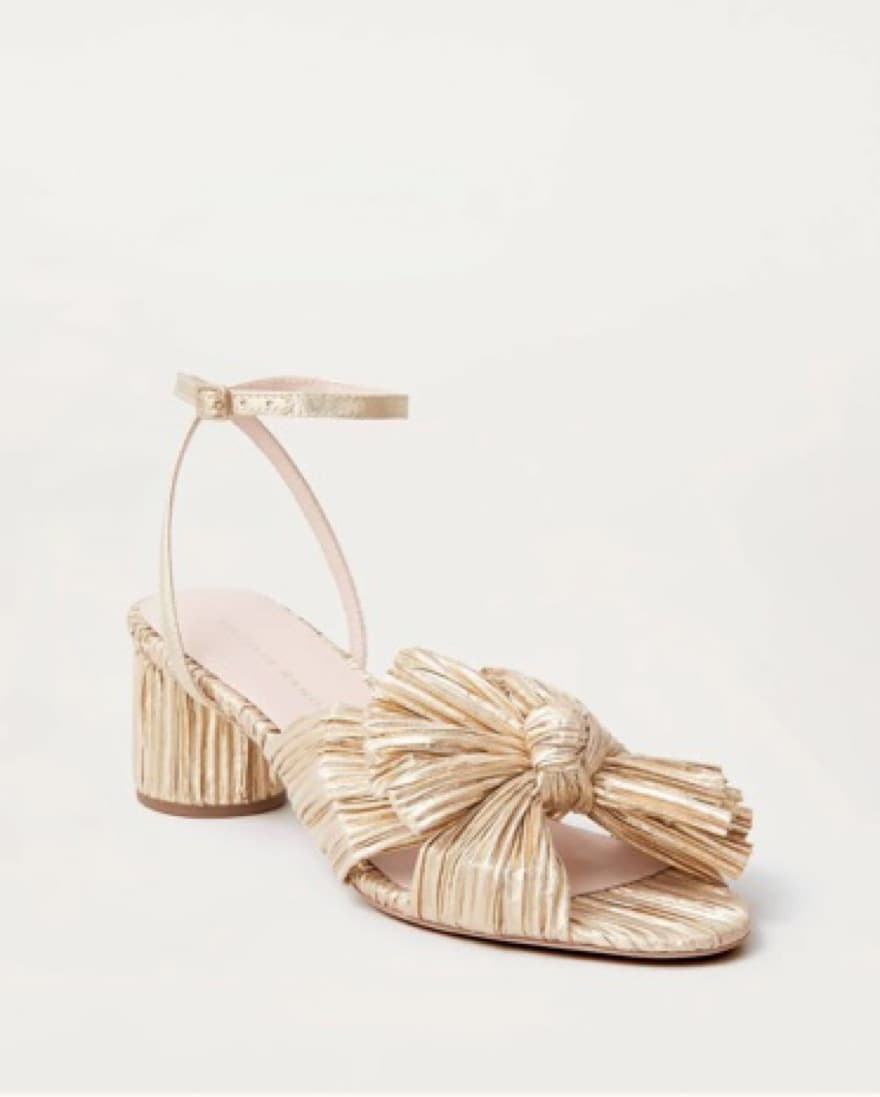 Loeffler Randall Gold Pleated Bow Low  - Image 1