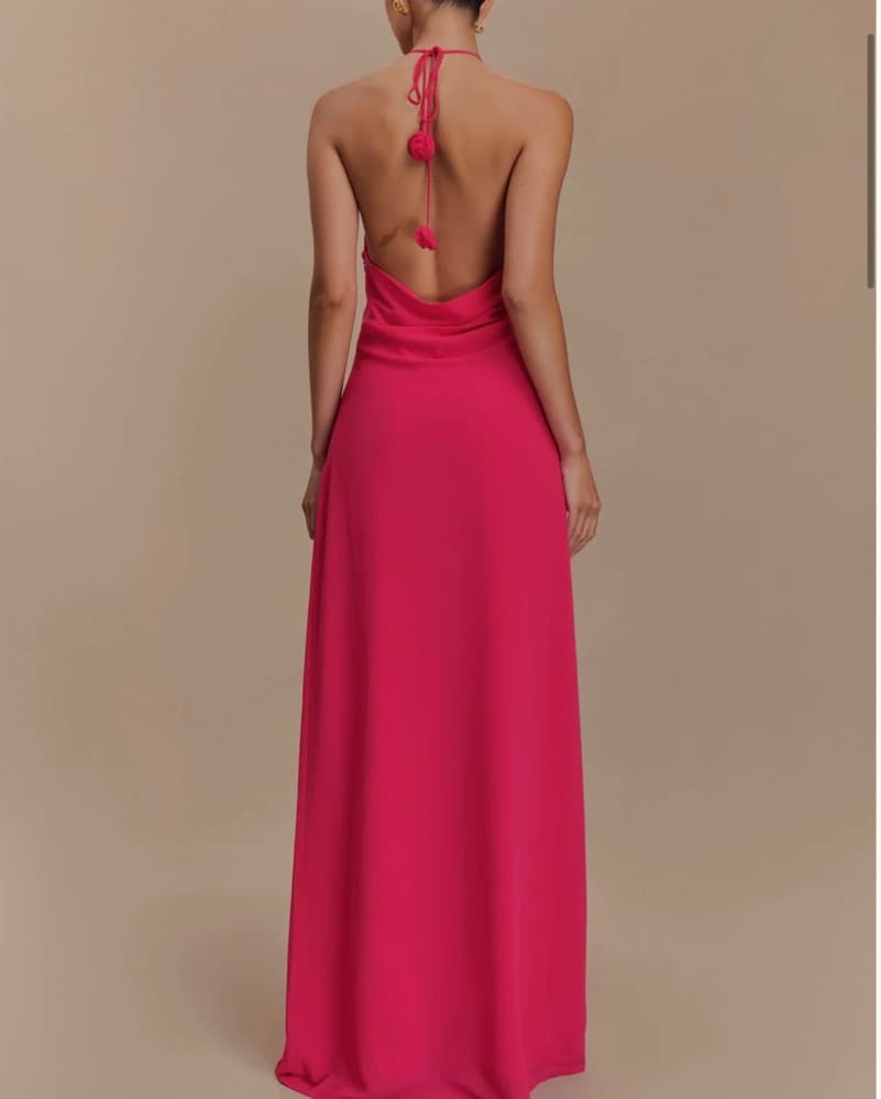 Rosalia Cowl Neck Maxi Dress - Raspberry - Image 3