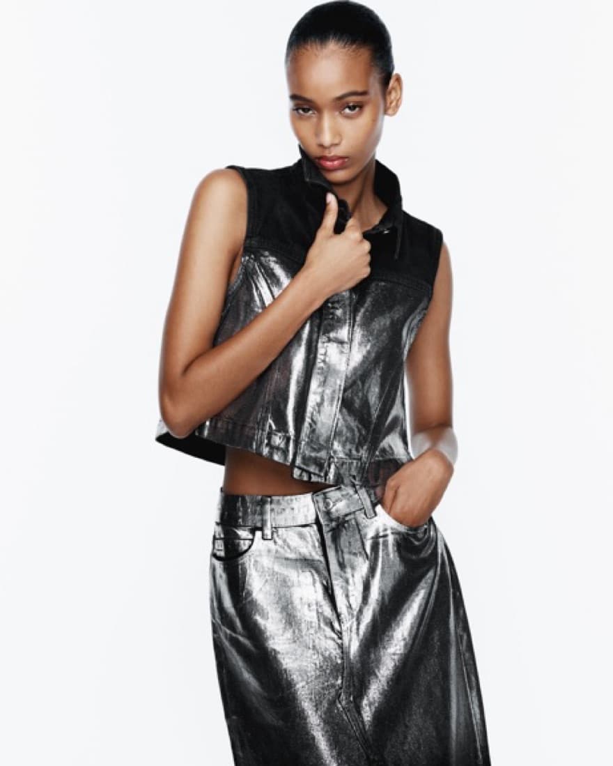 Zara Foil Denim Vest  - Image 3