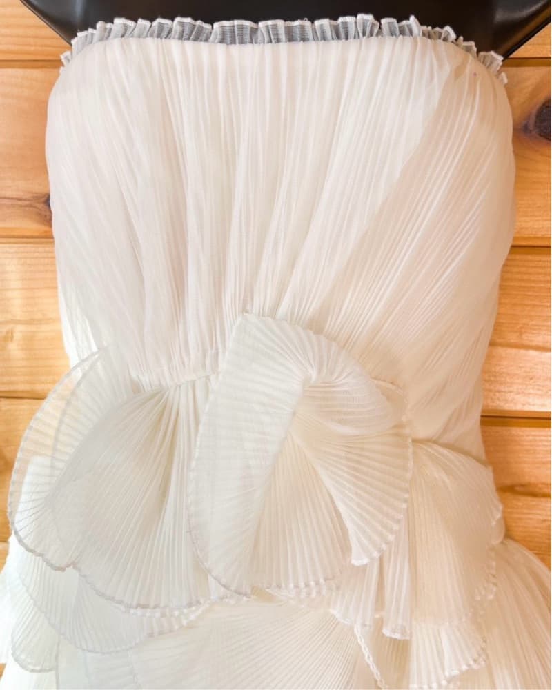 BCBGMAXAZRIA Cream Ruffle Mini Dress - Image 2