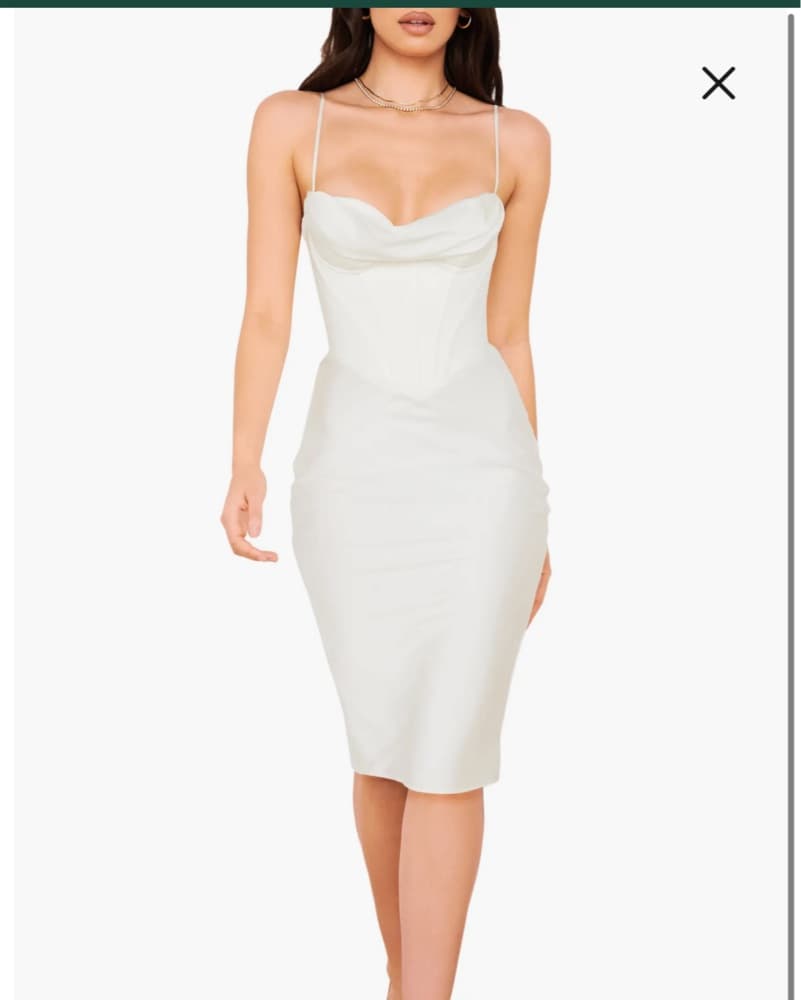 House Of CB Ivory Satin Corset Dress - Image 2