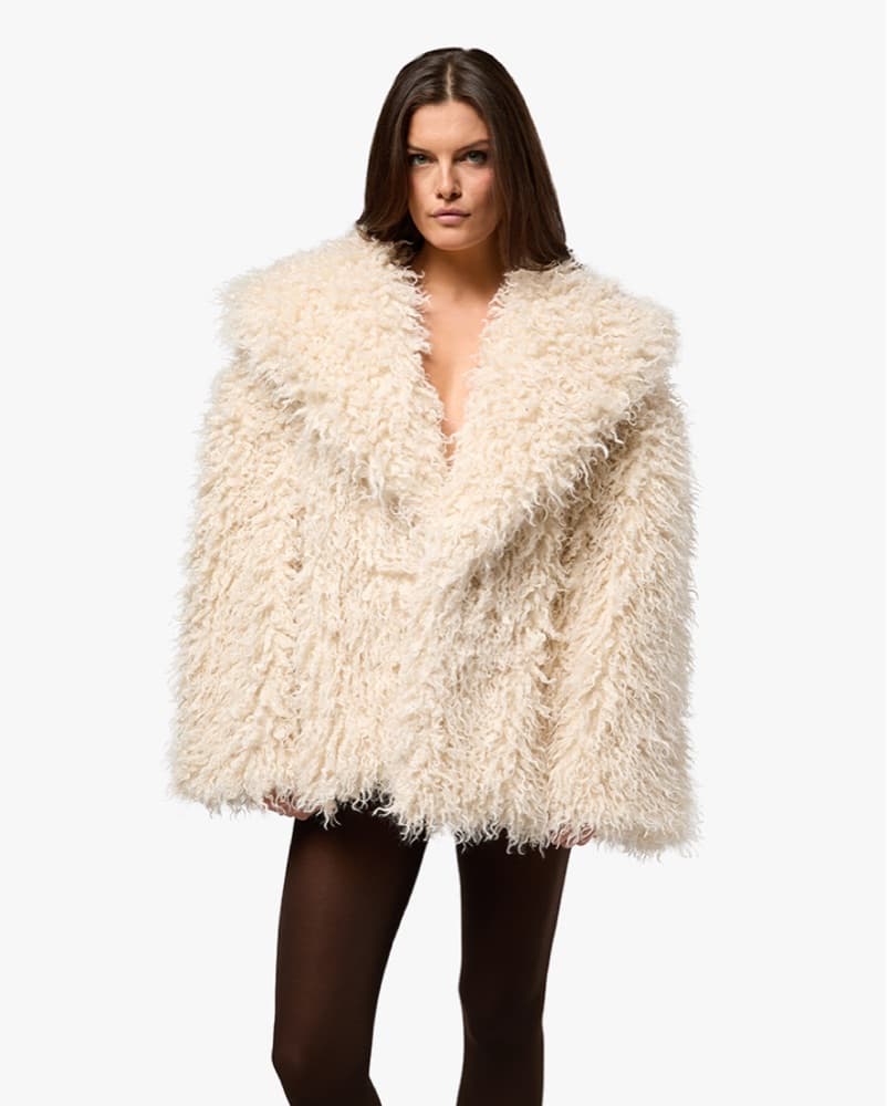 Shawl Collar Faux Fur Coat  - Image 1