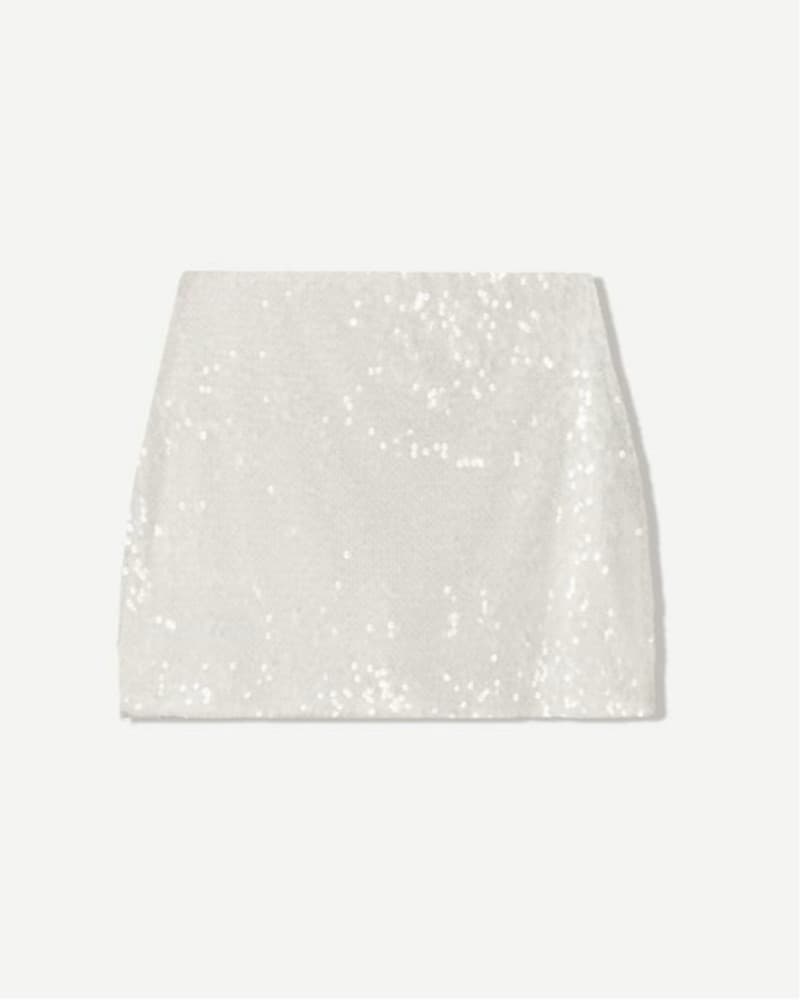 White Sequin Mini Skirt - Image 1