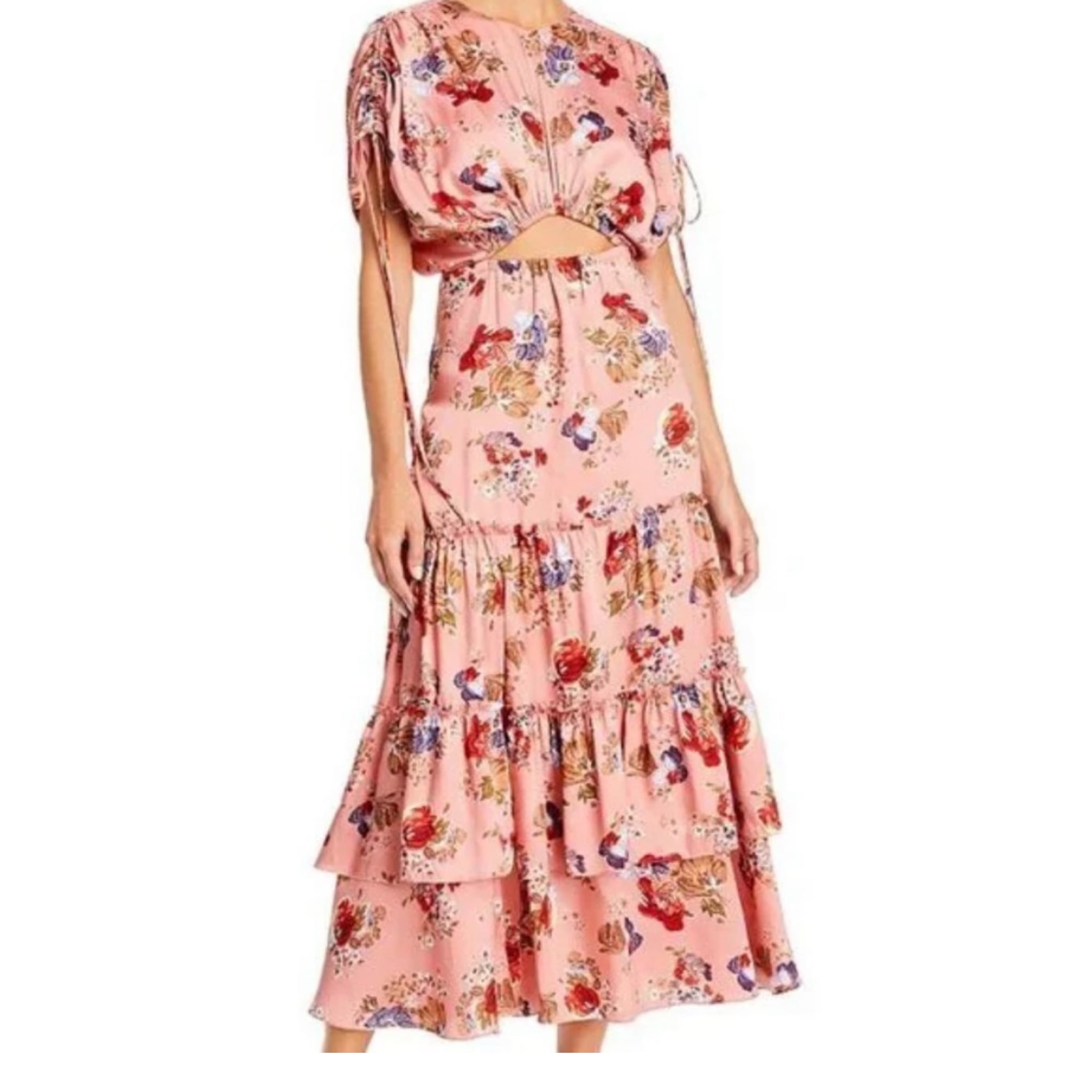 Cinq A Sept Pink Floral Midi - Image 3