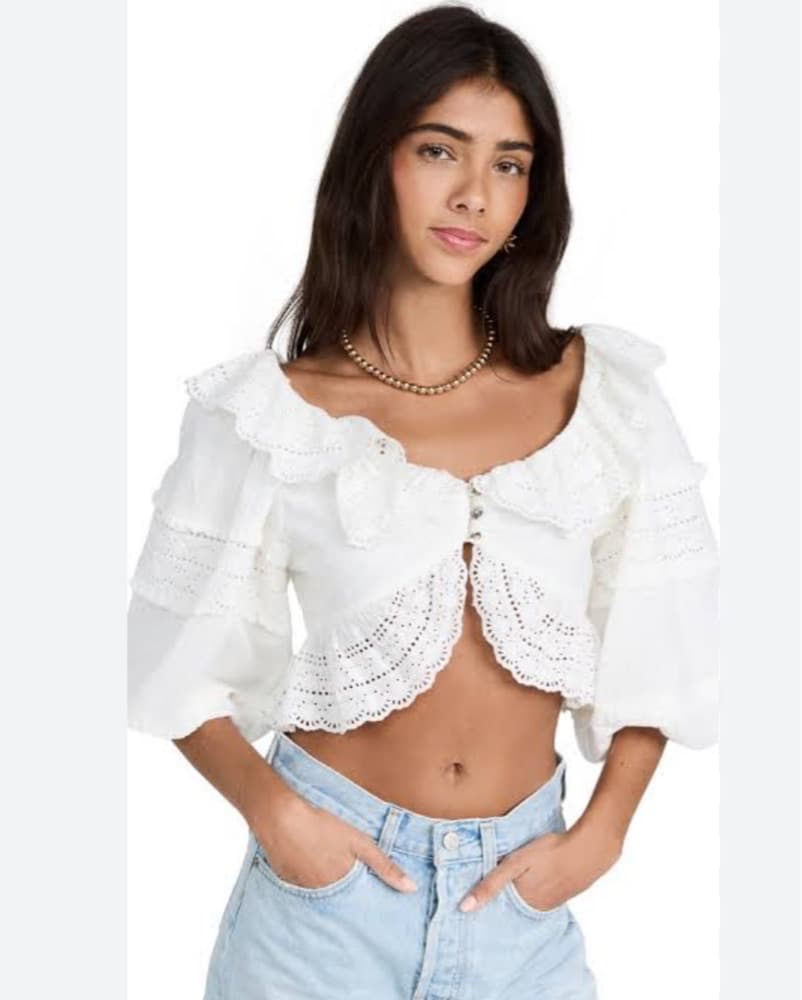 Farm Rio White Ruffle Top - Image 1