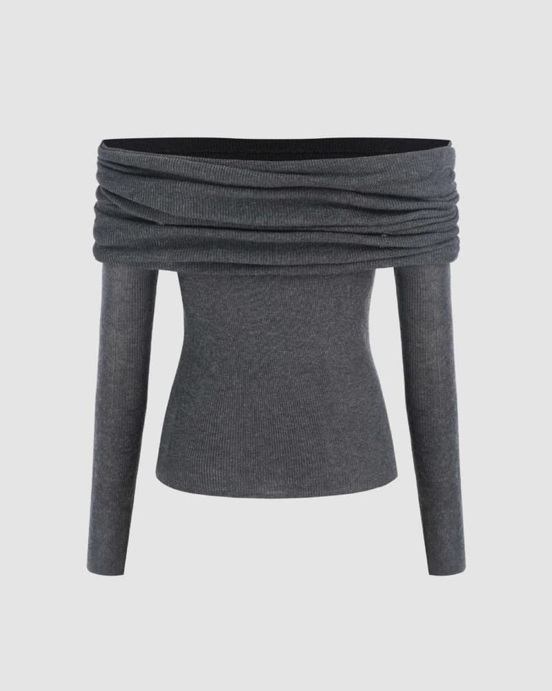 Wool Off The Shoulder Top - Image 1