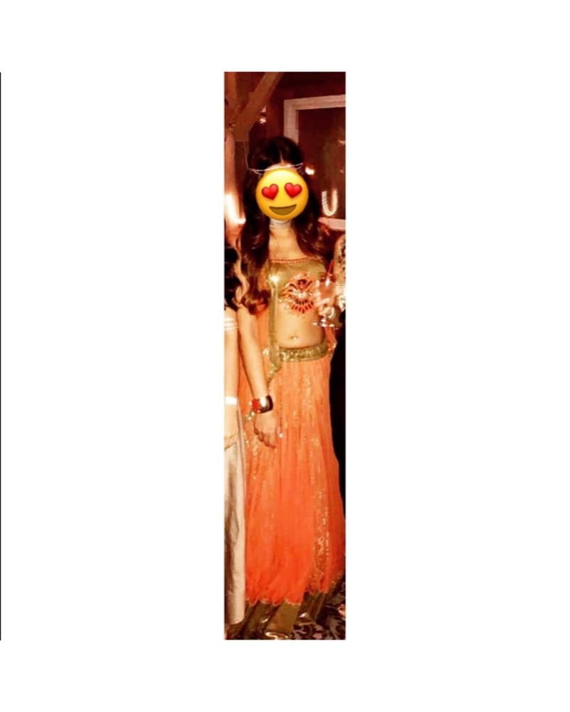4-piece Stunning Orange & Gold Lengha  - Image 2