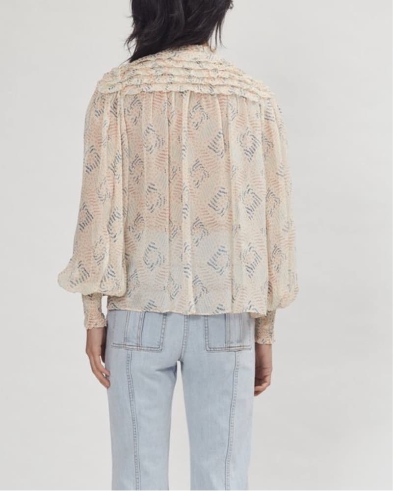 Ulla Johnson Flowy Patterned Blouse with Billowing Sleeves - Image 2