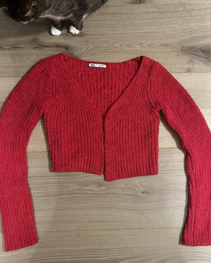 Zara Hot Pink Fuzzy Cropped Sweater - Image 5