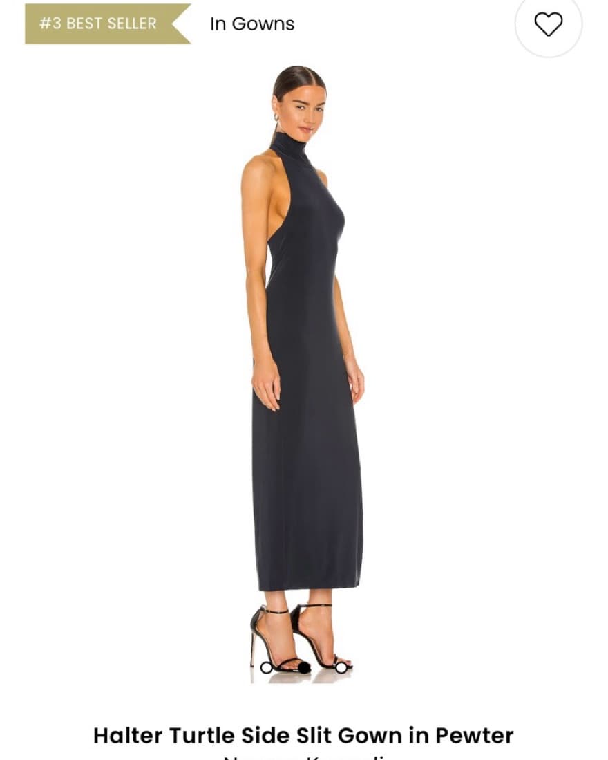 Norma Kamali Halter Turtle Slit Gown - Image 2