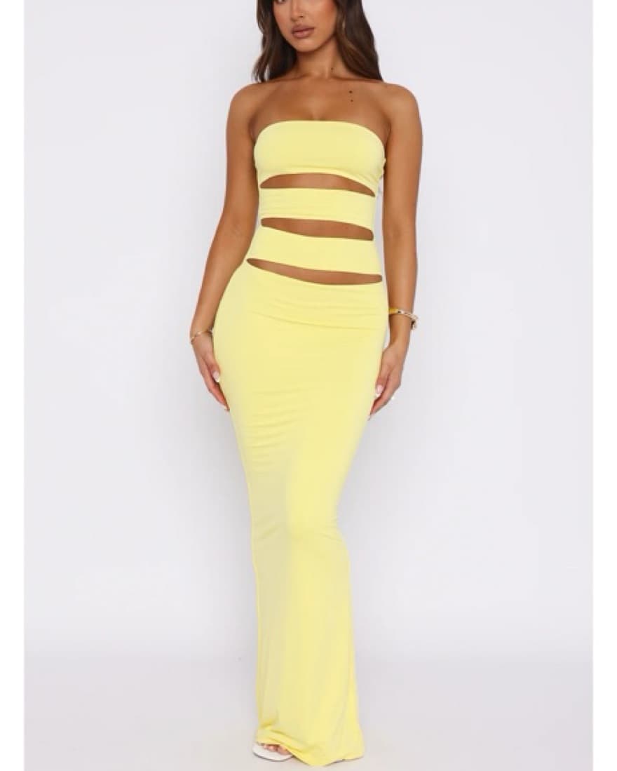 Formal yellow dress with cutouts - Image 4