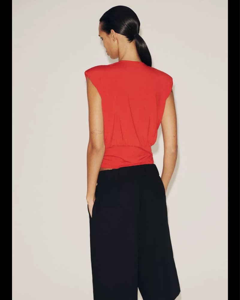 Vibrant Red Draped Top - Image 3