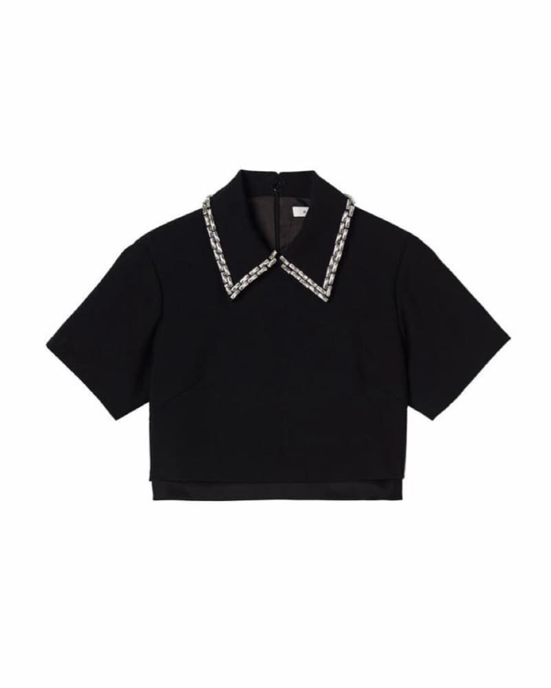 A.L.C. Lark Jewel-Embellished Crop Top - Image 1