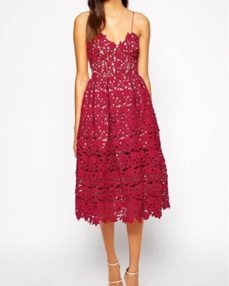 Self Portrait Azalea Dress Red - Image 2