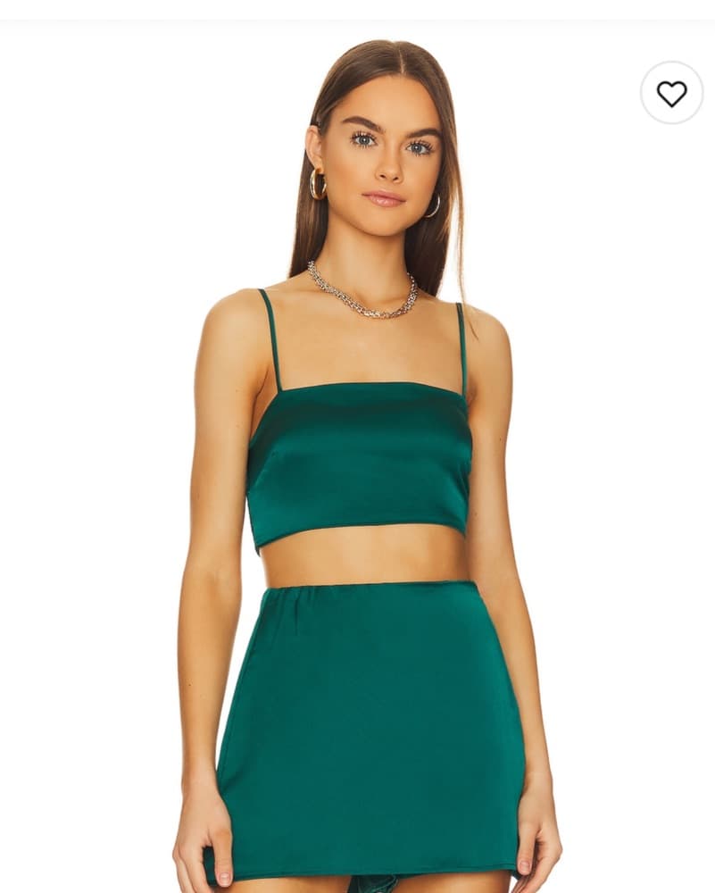 Emerald Green Satin Crop Top - Image 1