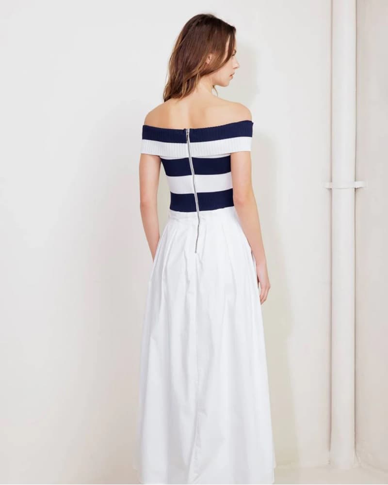 Nautical Off The Shoulder Midi Dress  - Image 3