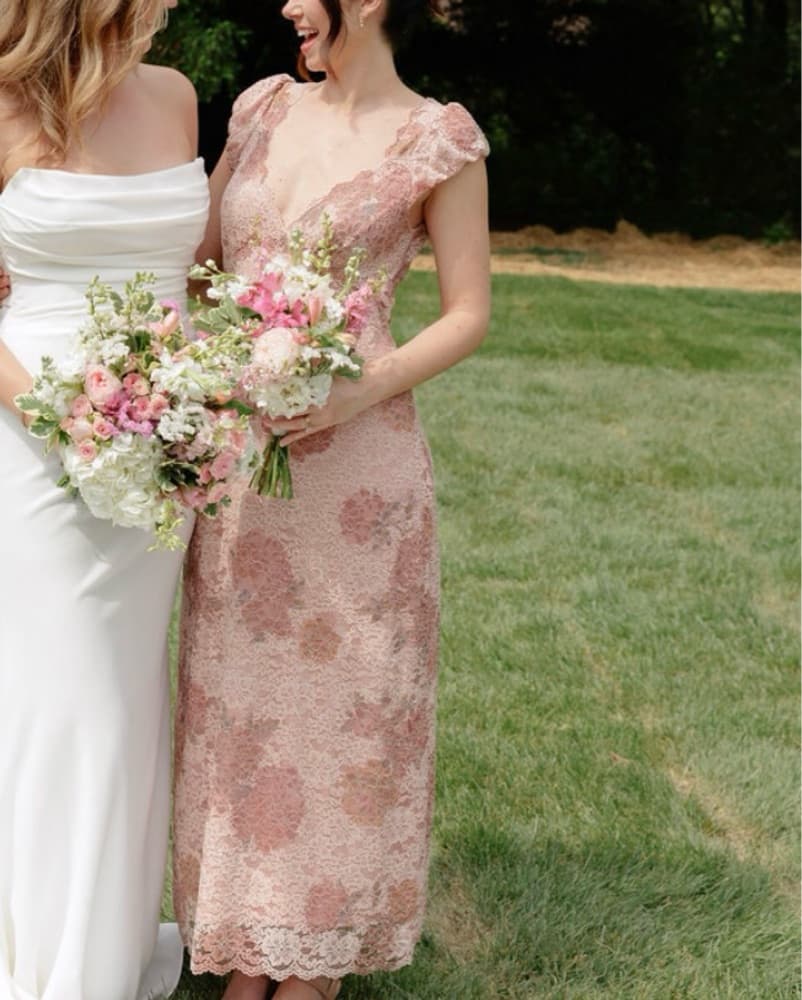 Elegant Floral Lace Midi Dress - Image 1